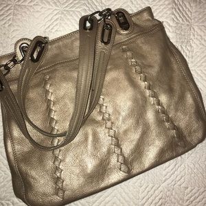 Gold real leather bag